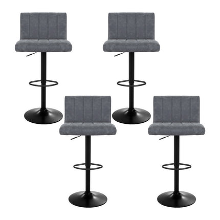 Artiss 4x Bar Stools Vintage Leather Gas Lift Grey.