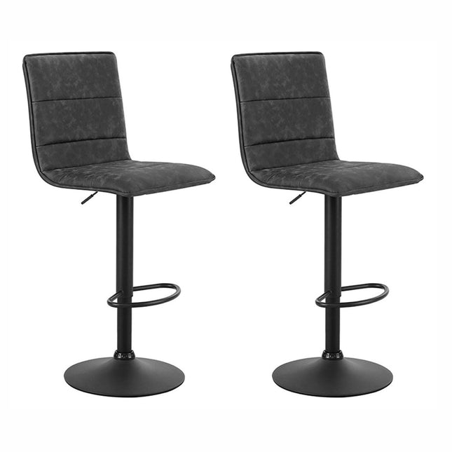 Artiss 2x Bar Stools Gas Lift Vintage Leather Grey.