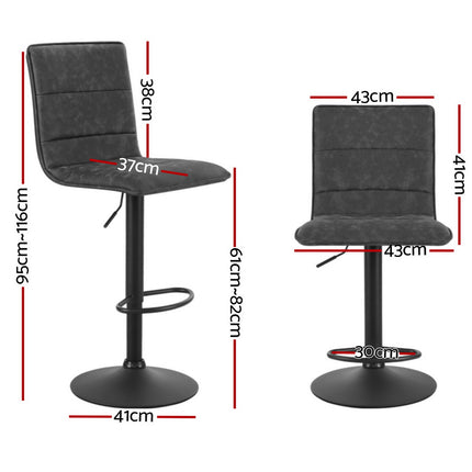 Artiss 4x Bar Stools Gas Lift Vintage Leather Grey.