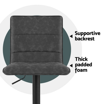Artiss 4x Bar Stools Gas Lift Vintage Leather Grey.