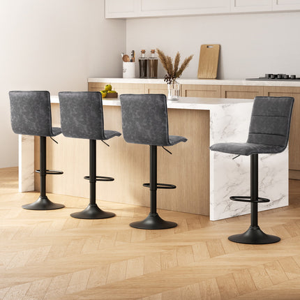 Artiss 4x Bar Stools Gas Lift Vintage Leather Grey.