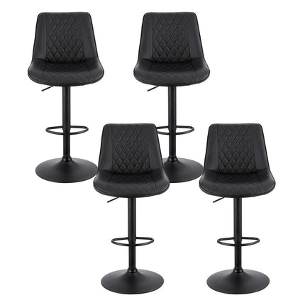 Artiss 4x Bar Stools Kitchen Swivel Gas Lift Counter Chair Diamond Leather Black.