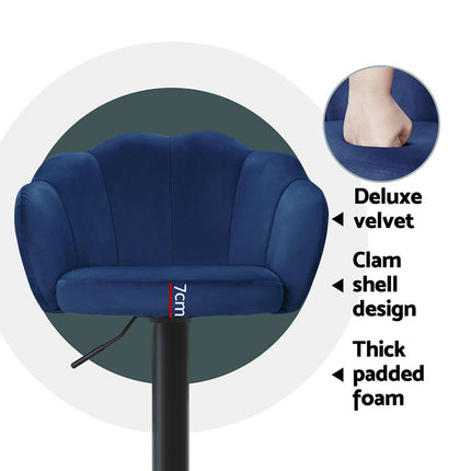 Artiss 4x Bar Stools Gas Lift Velvet Blue.