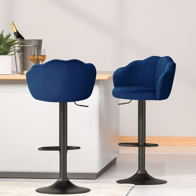 Artiss 4x Bar Stools Gas Lift Velvet Blue.