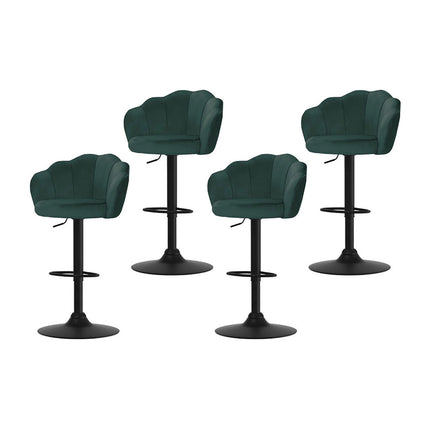 Artiss 4x Bar Stools Gas Lift Velvet Green.