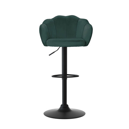 Artiss 4x Bar Stools Gas Lift Velvet Green.