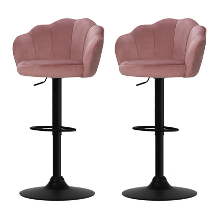 Artiss 2x Bar Stools Gas Lift Velvet Pink.