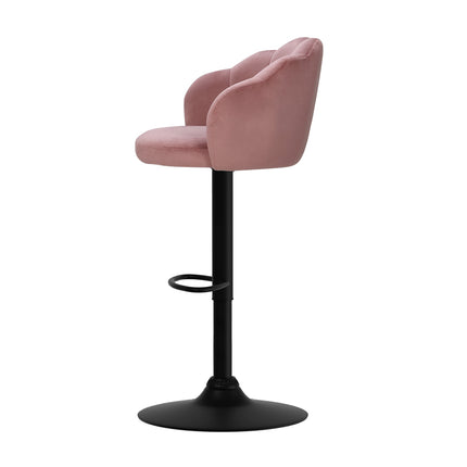 Artiss 2x Bar Stools Gas Lift Velvet Pink.