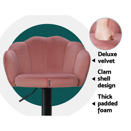 Artiss 2x Bar Stools Gas Lift Velvet Pink.