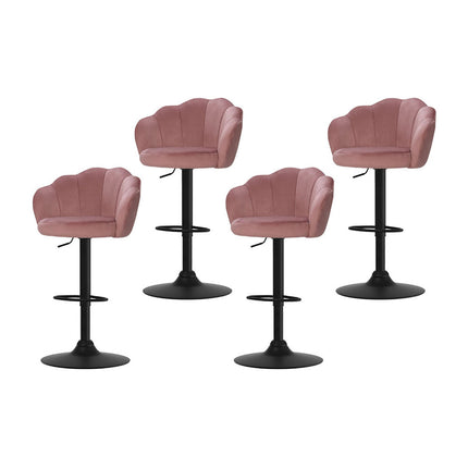 Artiss 4x Bar Stools Gas Lift Velvet Pink.