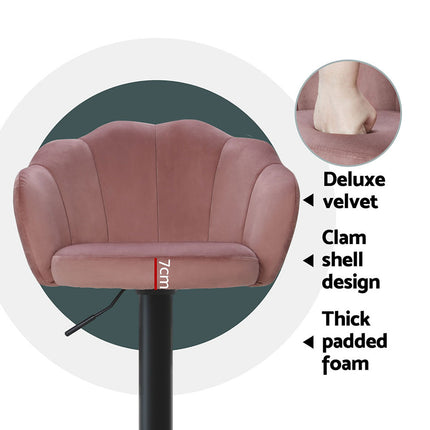 Artiss 4x Bar Stools Gas Lift Velvet Pink.
