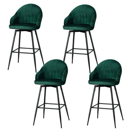 Artiss 4x Bar Stools Velvet Swivel Metal Legs Green.