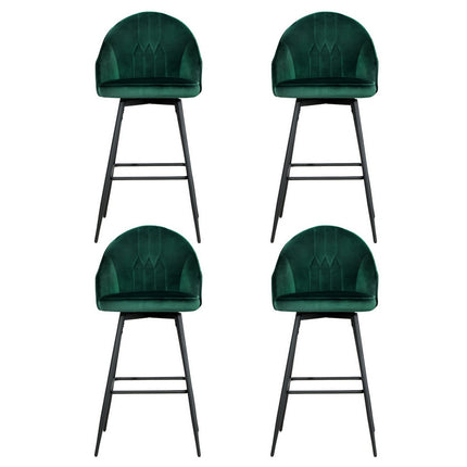 Artiss 4x Bar Stools Velvet Swivel Metal Legs Green.