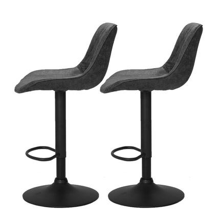 Artiss 2x Bar Stools Gas Lift Vintage Leather Black.