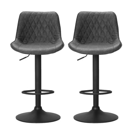 Artiss 2x Bar Stools Gas Lift Vintage Leather Black.