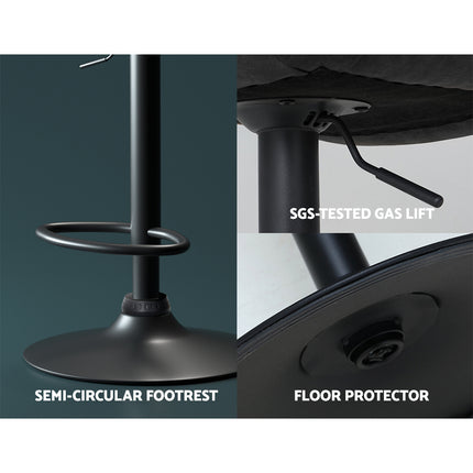 Artiss 2x Bar Stools Gas Lift Vintage Leather Black.