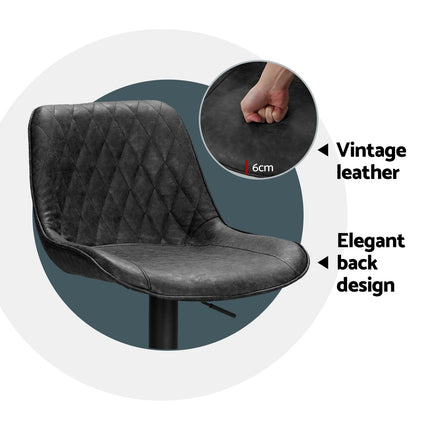 Artiss 4x Bar Stools Gas Lift Vintage Leather Black.