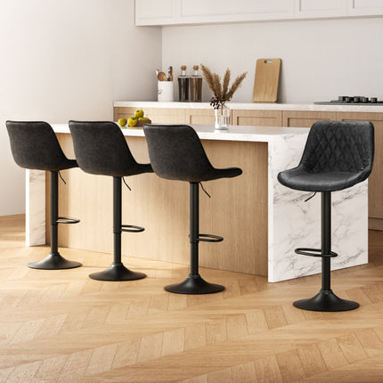 Artiss 4x Bar Stools Gas Lift Vintage Leather Black.