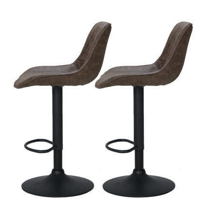 Artiss 2x Bar Stools Gas Lift Vintage Leather Brown.