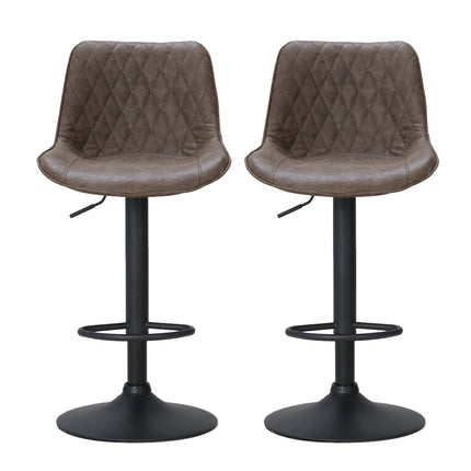 Artiss 2x Bar Stools Gas Lift Vintage Leather Brown.