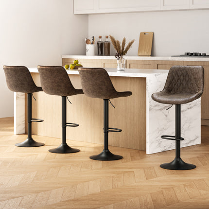 Artiss 4x Bar Stools Gas Lift Vintage Leather Brown.