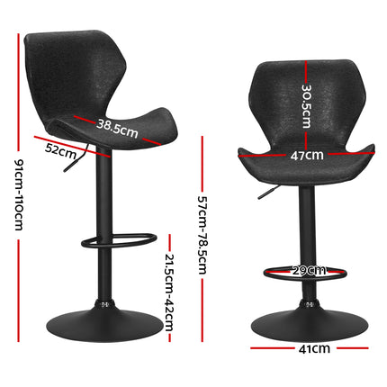 Artiss Bar Stools Kitchen Counter Stools Swivel Gas Lift Vintage Chairs Black x2.