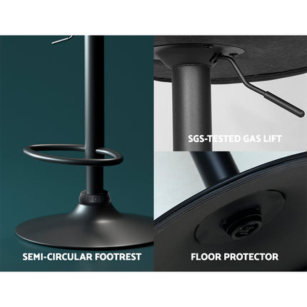 Artiss Bar Stools Kitchen Counter Stools Swivel Gas Lift Vintage Chairs Black x2.
