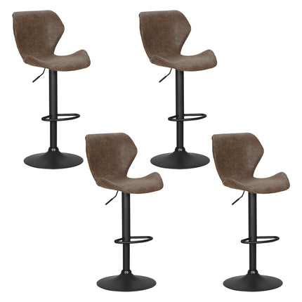 Artiss 4x Bar Stools Vintage Leather Gas Lift Brown.