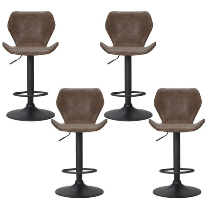 Artiss 4x Bar Stools Vintage Leather Gas Lift Brown.