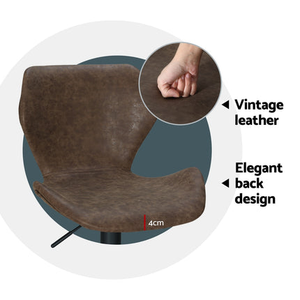 Artiss 4x Bar Stools Vintage Leather Gas Lift Brown.