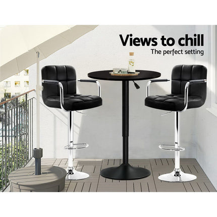 Artiss Bar Table Gas Lift Round Black.