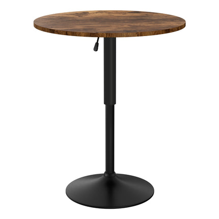 Artiss Height Adjustable Bar Table 360 Swivel Round Gaslift Design 60cm Rustic Brown Black.