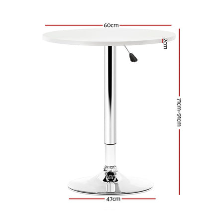 Artiss Bar Table Gas Lift Round White.