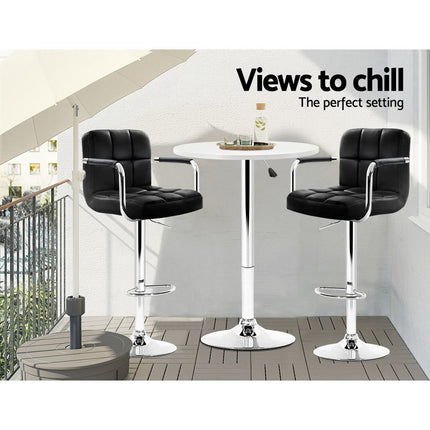 Artiss Bar Table Gas Lift Round White.