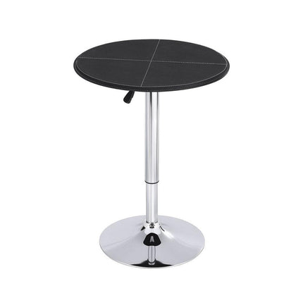 Artiss Bar Table Round Swivel Height Adjustable 62cm Modern PVC Leather Black.