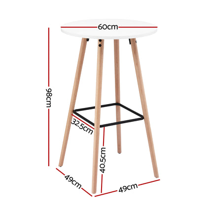 Artiss Bar Table Round Counter Kitchen Dining Desk Pub 98cm Height Wood White.