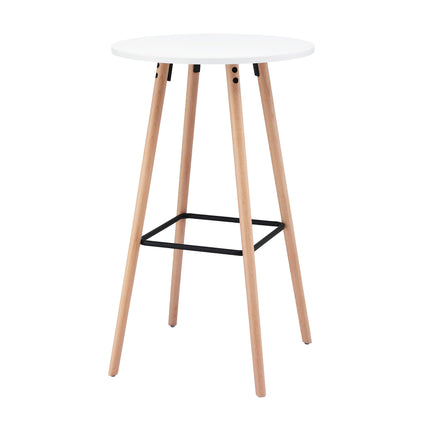 Artiss Bar Table Round Counter Kitchen Dining Desk Pub 98cm Height Wood White.