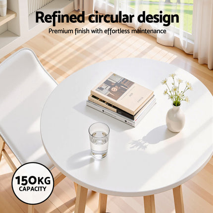 Artiss Bar Table Round Counter Kitchen Dining Desk Pub 98cm Height Wood White.
