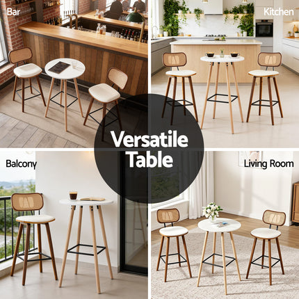 Artiss Bar Table Round Counter Kitchen Dining Desk Pub 98cm Height Wood White.