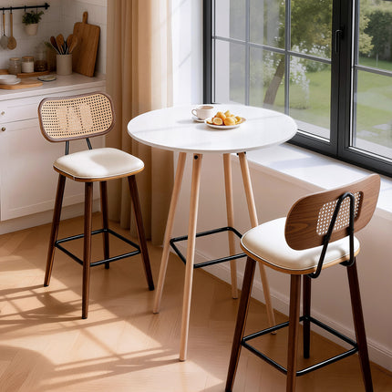 Artiss Bar Table Round Counter Kitchen Dining Desk Pub 98cm Height Wood White.