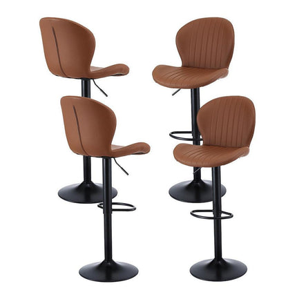 Artiss 4x Bar Stools Kitchen Swivel Gas Lift Counter Chair Shell Leather Brown.