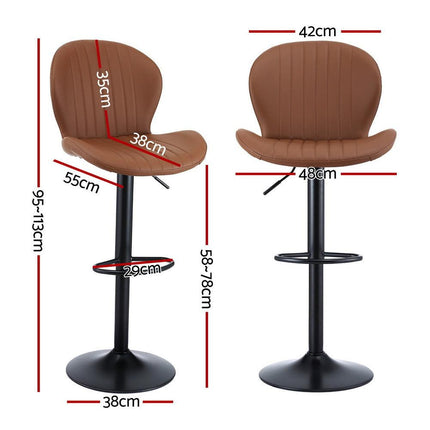 Artiss 4x Bar Stools Kitchen Swivel Gas Lift Counter Chair Shell Leather Brown.