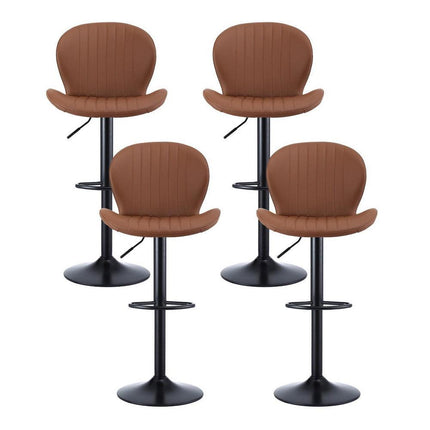 Artiss 4x Bar Stools Kitchen Swivel Gas Lift Counter Chair Shell Leather Brown.