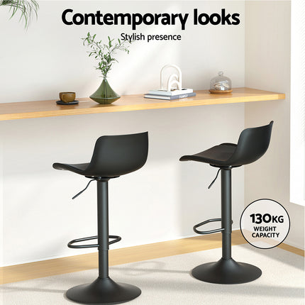 Artiss 2x Bar Stools Padded Seat Gas Lift Black.