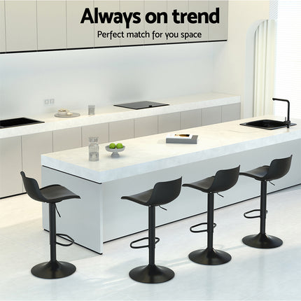 Artiss 2x Bar Stools Padded Seat Gas Lift Black.