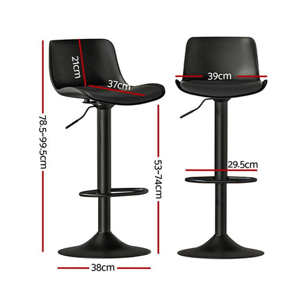 Artiss 4x Bar Stools Padded Seat Gas Lift Black.