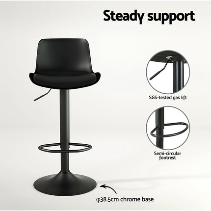 Artiss 4x Bar Stools Padded Seat Gas Lift Black.