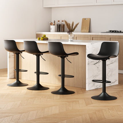 Artiss 4x Bar Stools Padded Seat Gas Lift Black.