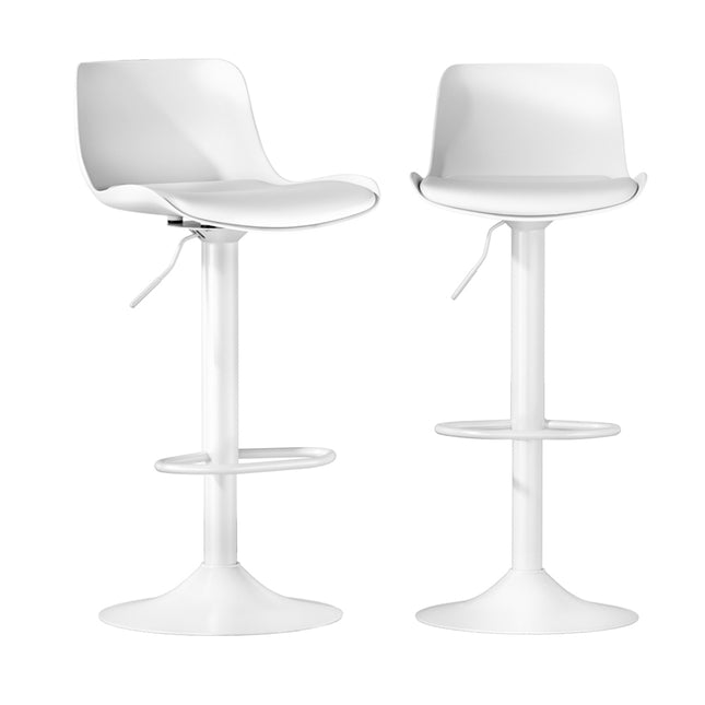 Artiss Bar Stools Kitchen Swivel Gas Lift Stool Leather Dining Chairs White x2.