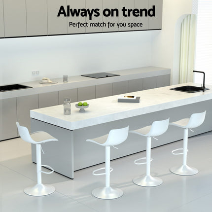 Artiss Bar Stools Kitchen Swivel Gas Lift Stool Leather Dining Chairs White x2.